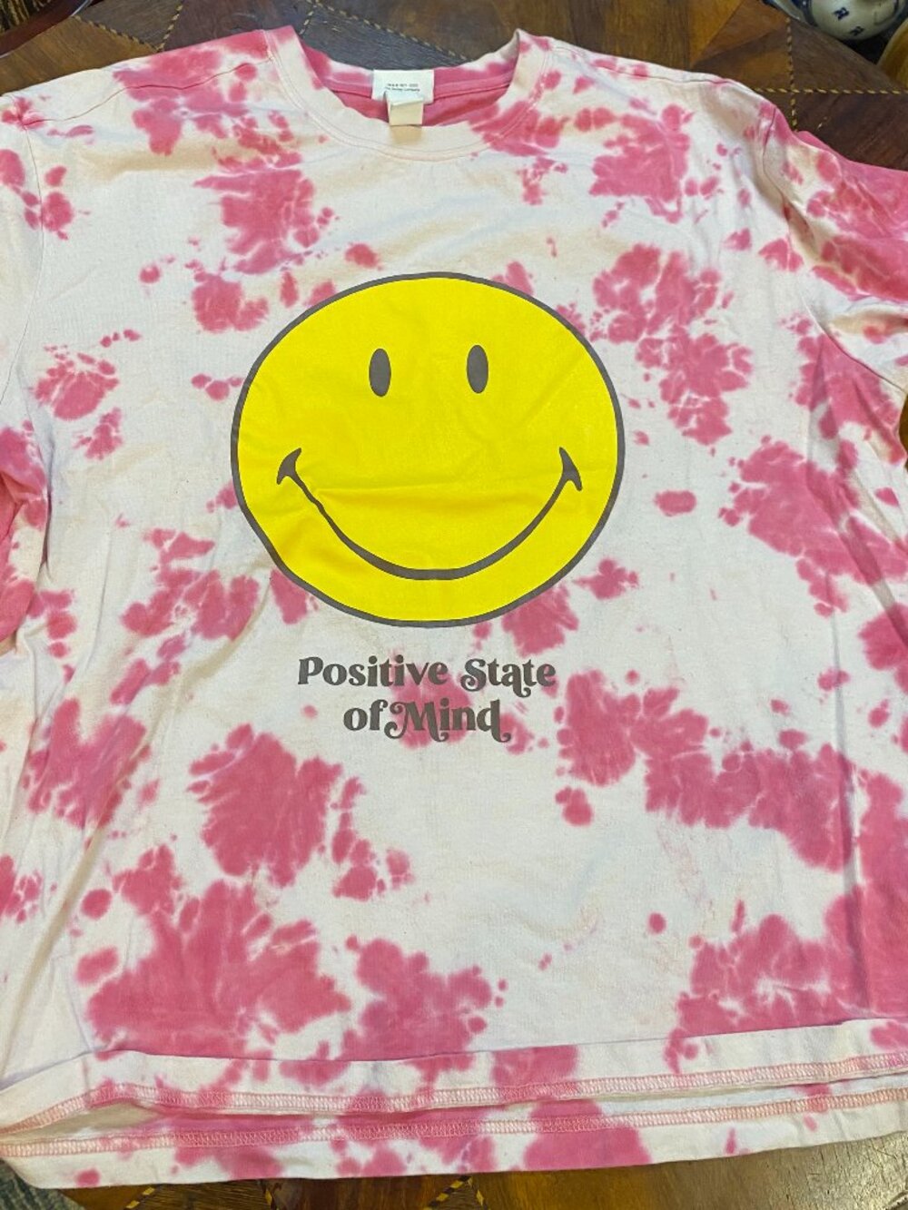Smiley x H&M pink and white tie-dye t-shirt XL